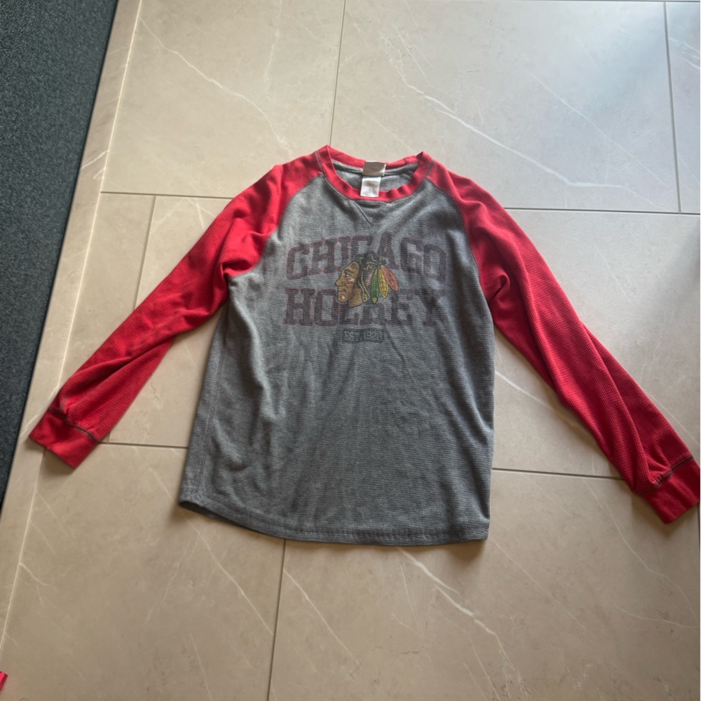 Vibrant Red and Gray Long Sleeve Tee